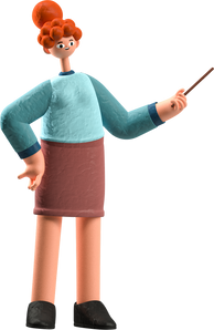 3D Teacher And Student Teacher Pointing